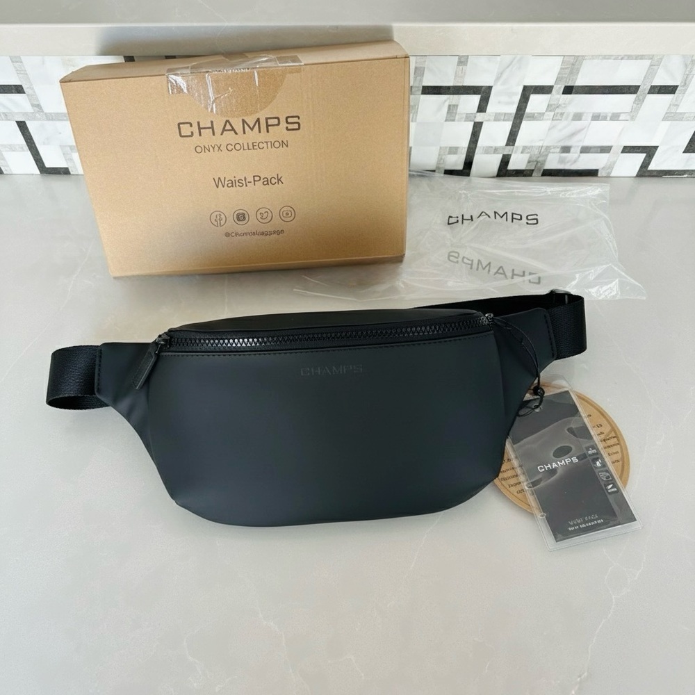 NWT Luxury RFID-Blocking Belt Bag | Champs Onyx Collection | Black | Gift Ready